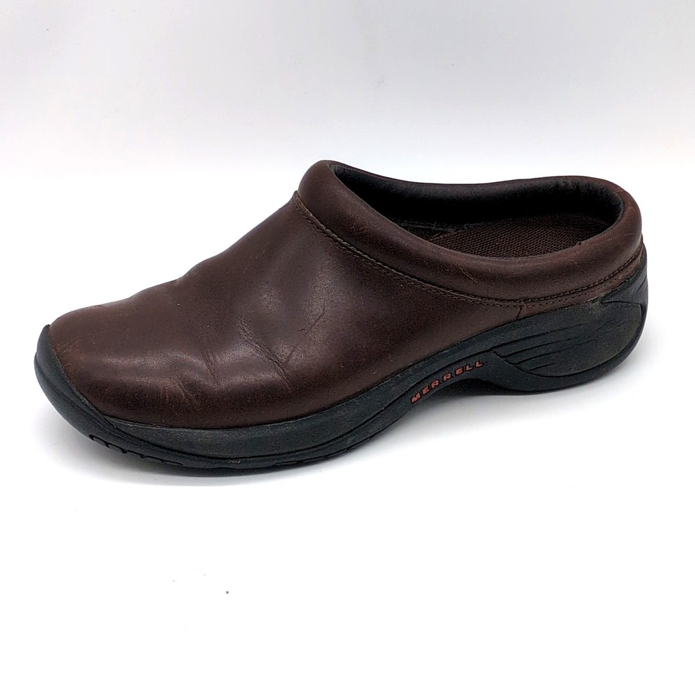 Merrell Shoes Womens Encore Nova Brown 6.5 Leather Clog Air Cushion J66292